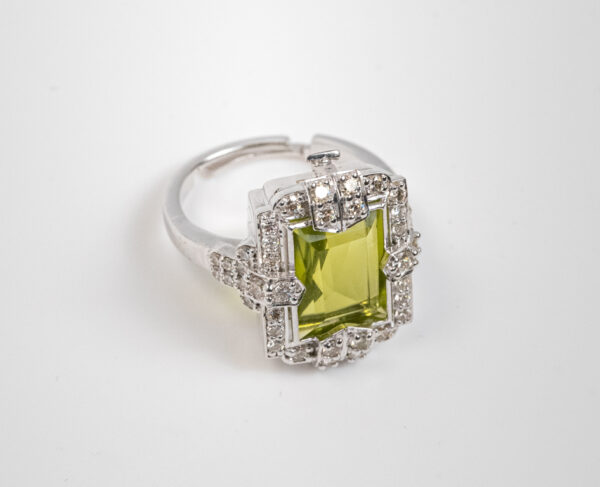 14K Gold Adjustable Ring With 0.85c Diamonds & Six 5.47 Carat Interchangeable Emerald Cut Gemstones - Image 3