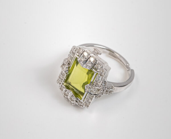 14K Gold Adjustable Ring With 0.85c Diamonds & Six 5.47 Carat Interchangeable Emerald Cut Gemstones - Image 4