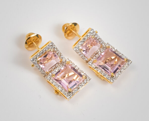 14K Gold Drop Earrings With 1.82c Diamonds & 24 Interchangeable 3.16 Carat Oval Cut Gemstones - Image 5