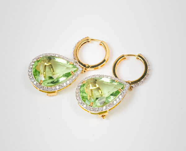 14K Gold Drop Earrings With 1.88c Diamonds & 12 Interchangeable 12.83 Carat Oval Cut Gemstones - Image 10