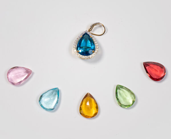 14K Gold Drop Earrings With 1.88c Diamonds & 12 Interchangeable 12.83 Carat Oval Cut Gemstones - Image 11