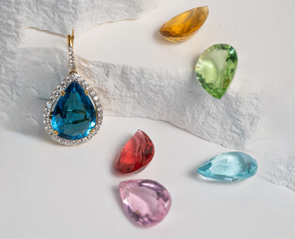 14K Gold Drop Earrings With 1.88c Diamonds & 12 Interchangeable 12.83 Carat Oval Cut Gemstones - Image 3