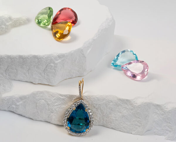 14K Gold Drop Earrings With 1.88c Diamonds & 12 Interchangeable 12.83 Carat Oval Cut Gemstones - Image 6