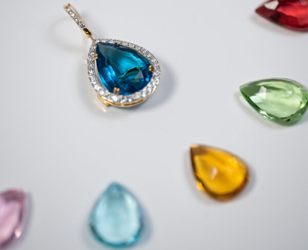 14K Gold Drop Earrings With 1.88c Diamonds & 12 Interchangeable 12.83 Carat Oval Cut Gemstones - Image 7