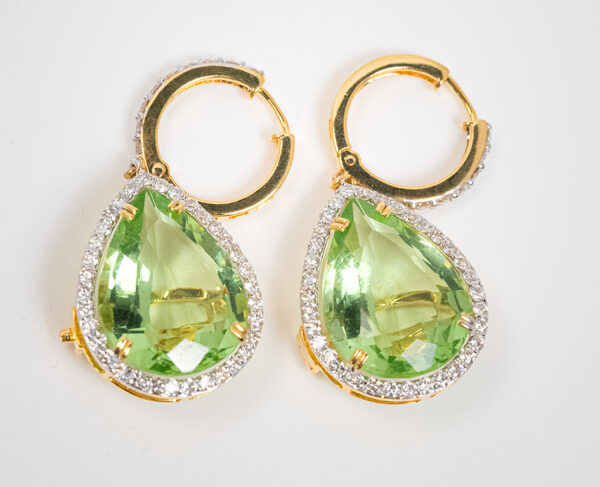 14K Gold Drop Earrings With 1.88c Diamonds & 12 Interchangeable 12.83 Carat Oval Cut Gemstones - Image 8