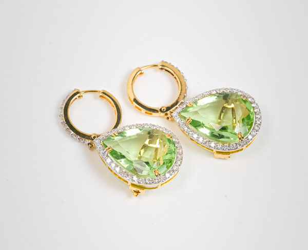 14K Gold Drop Earrings With 1.88c Diamonds & 12 Interchangeable 12.83 Carat Oval Cut Gemstones - Image 9