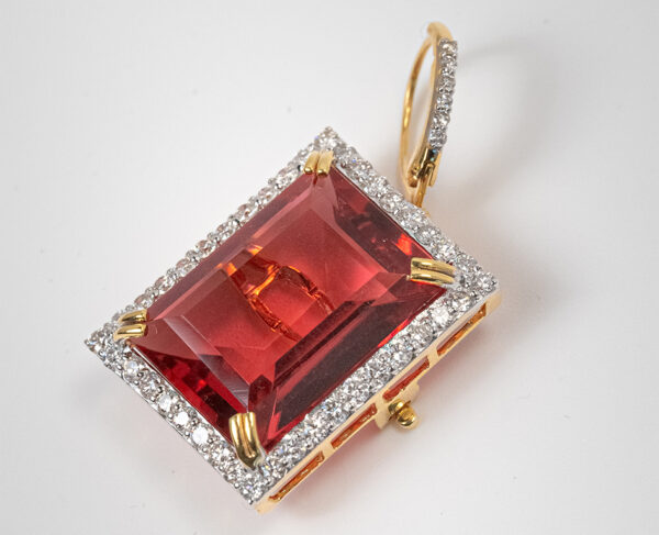 14K Gold Pendant With 1.38c Diamonds & Six 19.2 Carat Interchangeable Emerald Cut Gemstones - Image 5