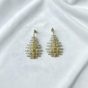 Gold Lattice Statement Drop Earrings
