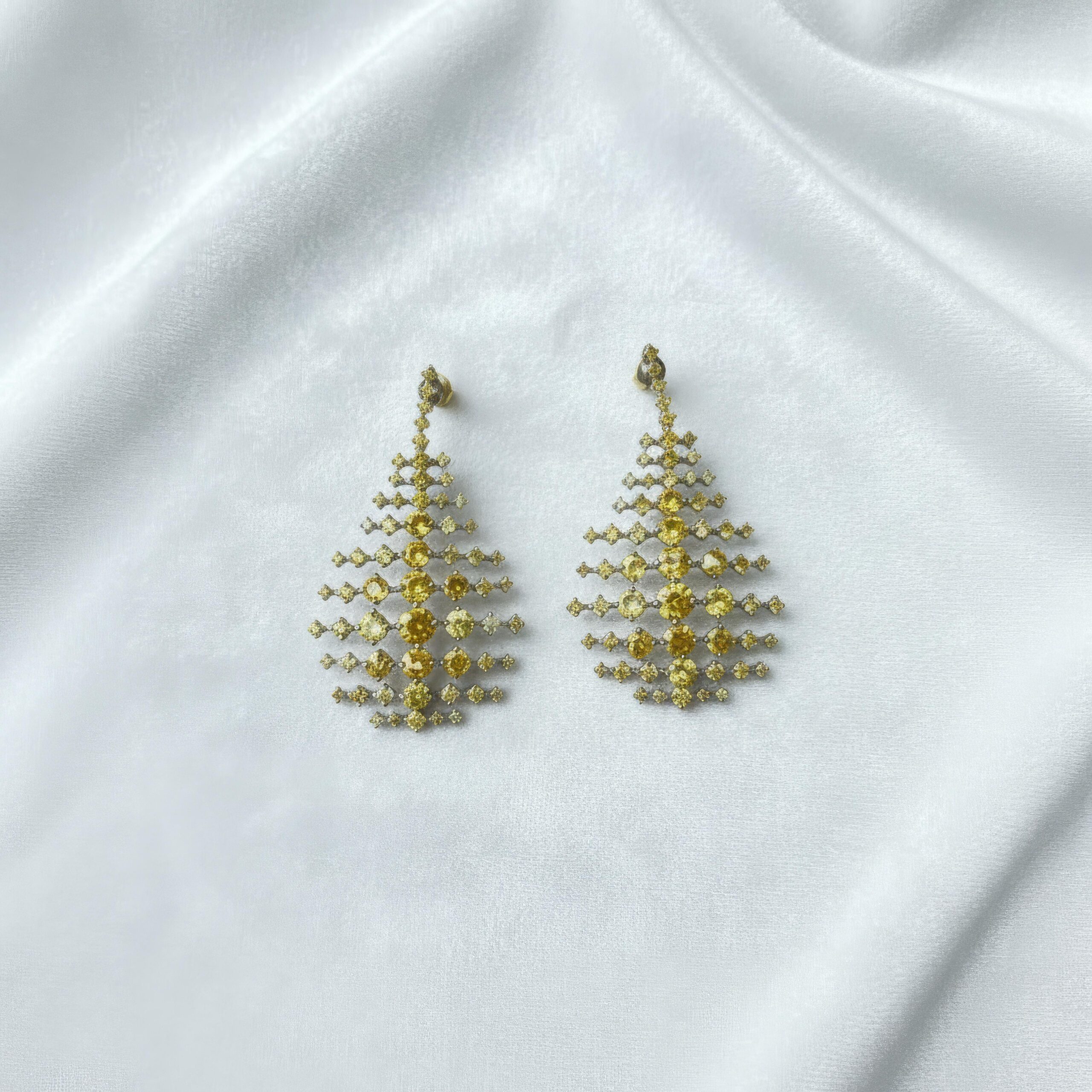 Gold Lattice Statement Drop Earrings