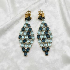 Blue Gemstone Chandelier Earrings